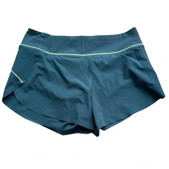 ATHLETA Run With It Piping Shorts Oceanic Teal Quick-Dry Zip Pocket - Picture 2 of 6